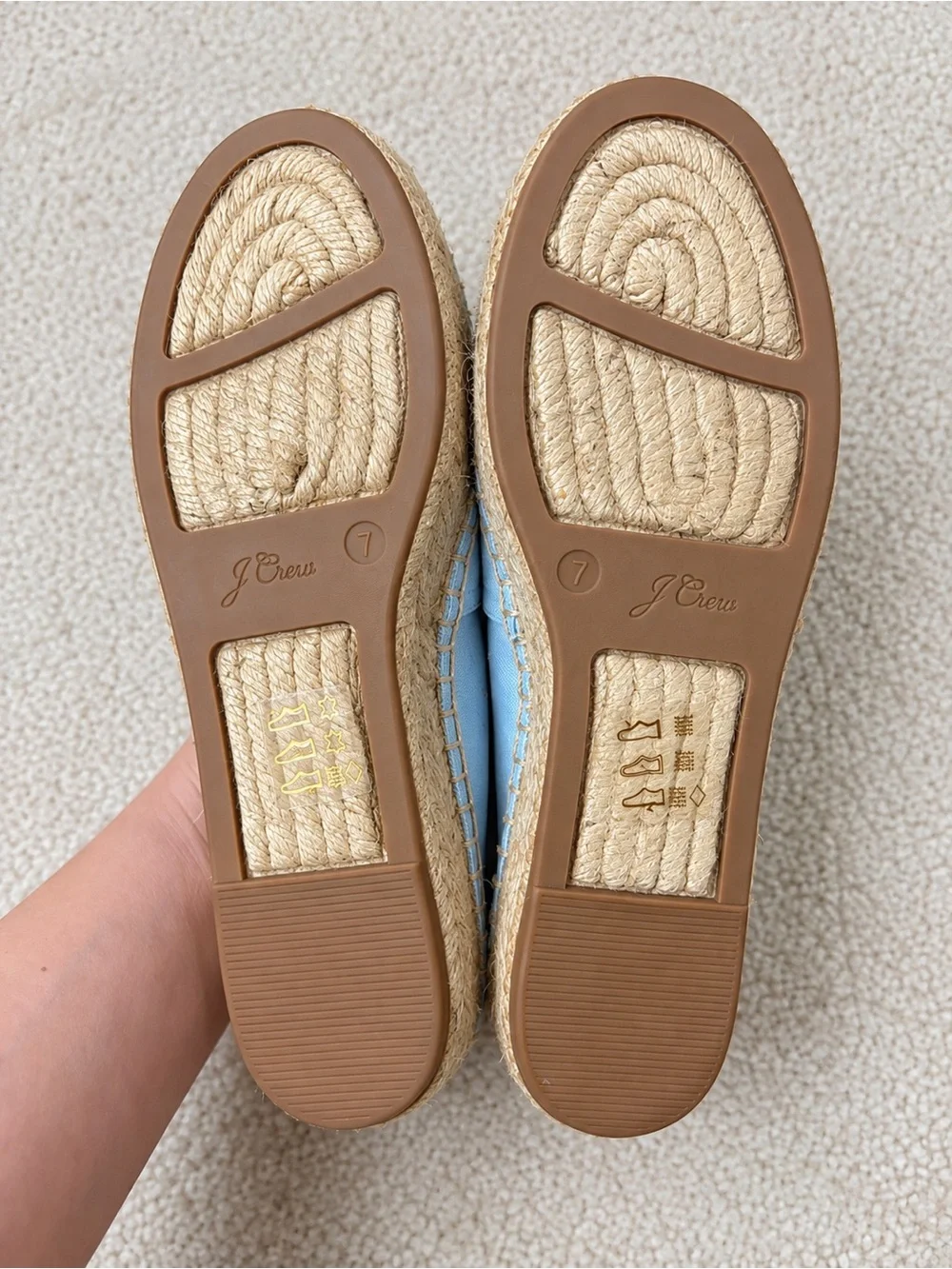 J.Crew NWOT Light Blue Canvas Espadrille Flats Made in Spain Size 7